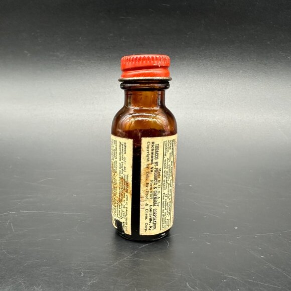 Vintage Advertising Mid Century Red Black Leaf EMPTY Glass Bottle Decor - Picture 3 of 8